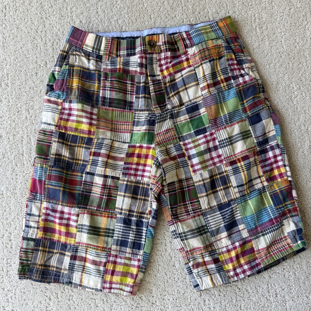 Brooks Brothers Patchwork Madras Shorts Kids 18 Multi-Color Plaid Preppy Cotton